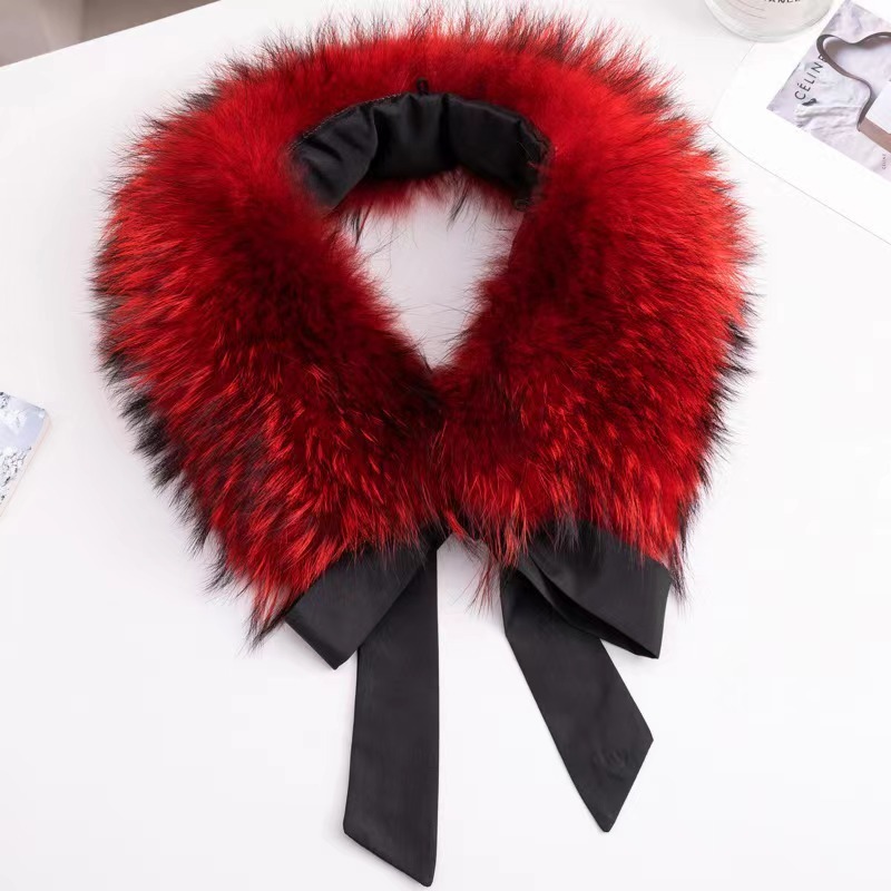 Winter Clothing Color - Natural Raccoon Fur Collar Warm Real