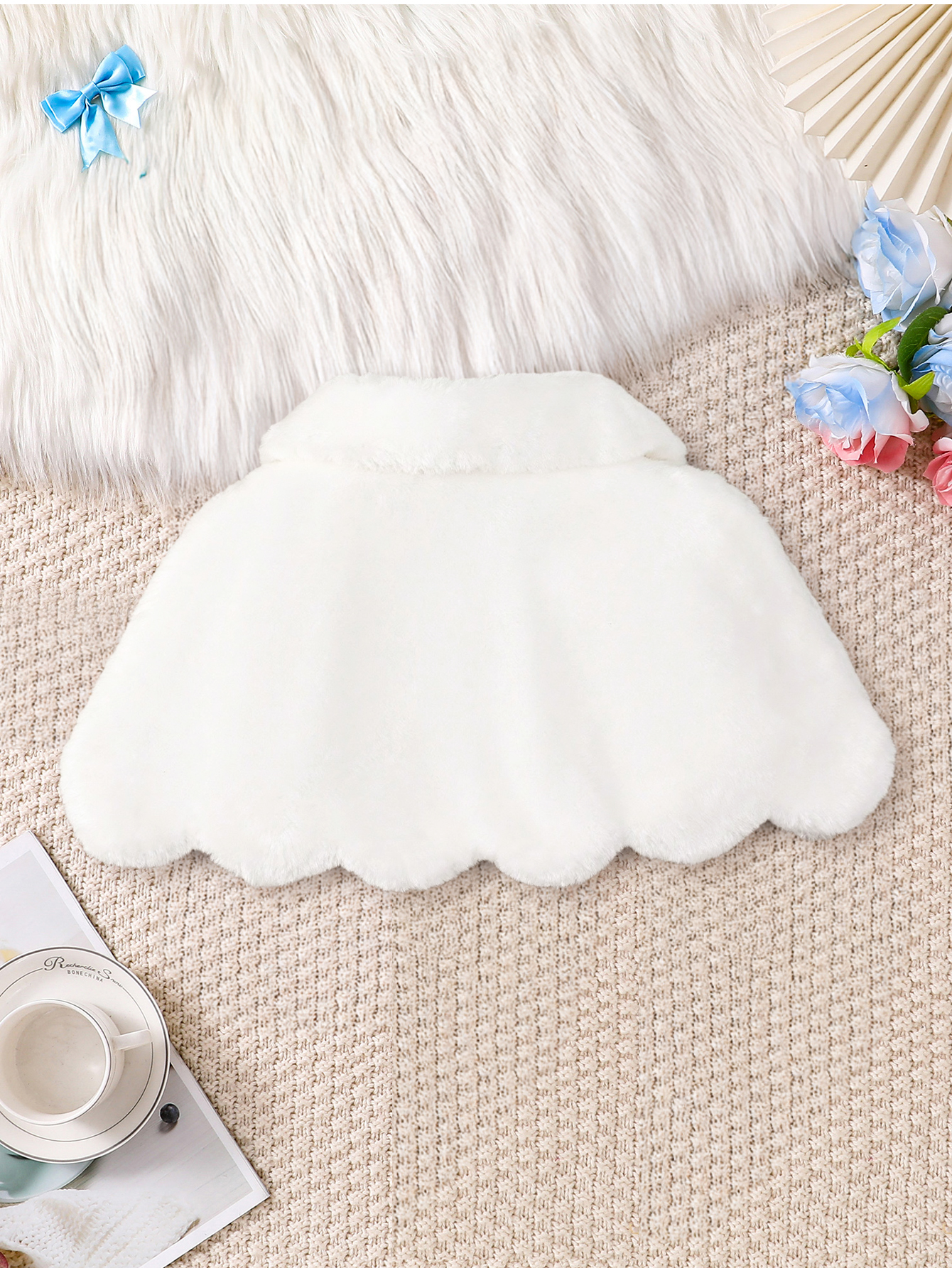 Girls' White Faux Fur Cape for - Winter Clothing Equipment review and price