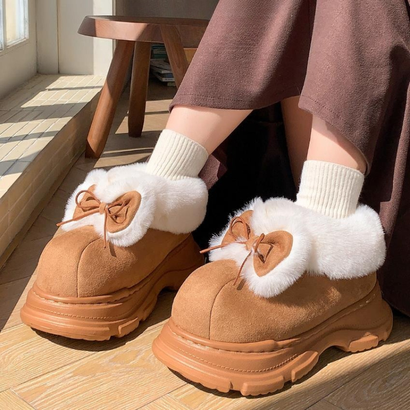 Warm Faux Fur Fluffy Slippers  - Winter Clothing Korea review and price