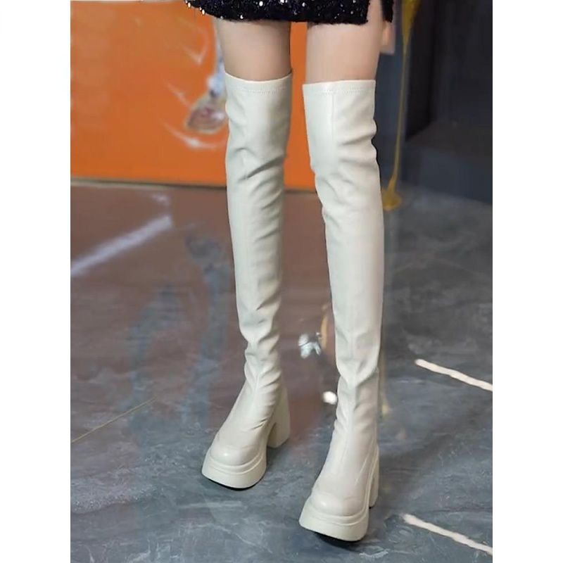 Round toe thick soled high-hee - Winter Clothing Korea review and price
