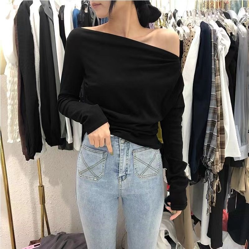 Slim Plain 2025 Off Shoulder C - Winter Clothing On Sale Women'S review and price