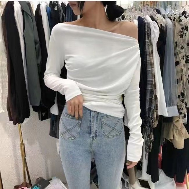 Slim Plain 2025 Off Shoulder C - Winter Clothing On Sale Women'S review and price