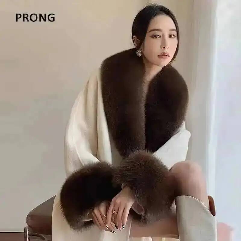 100% Real Fox Fur Collar Winte - Winter Clothing Color review and price