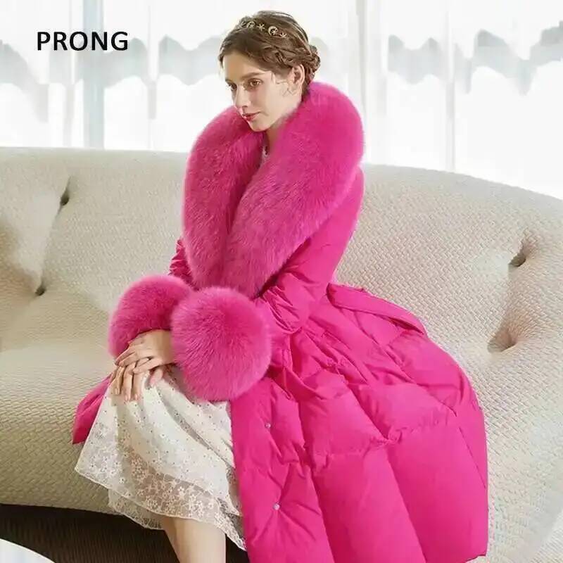 100% Real Fox Fur Collar Winte - Winter Clothing Color review and price