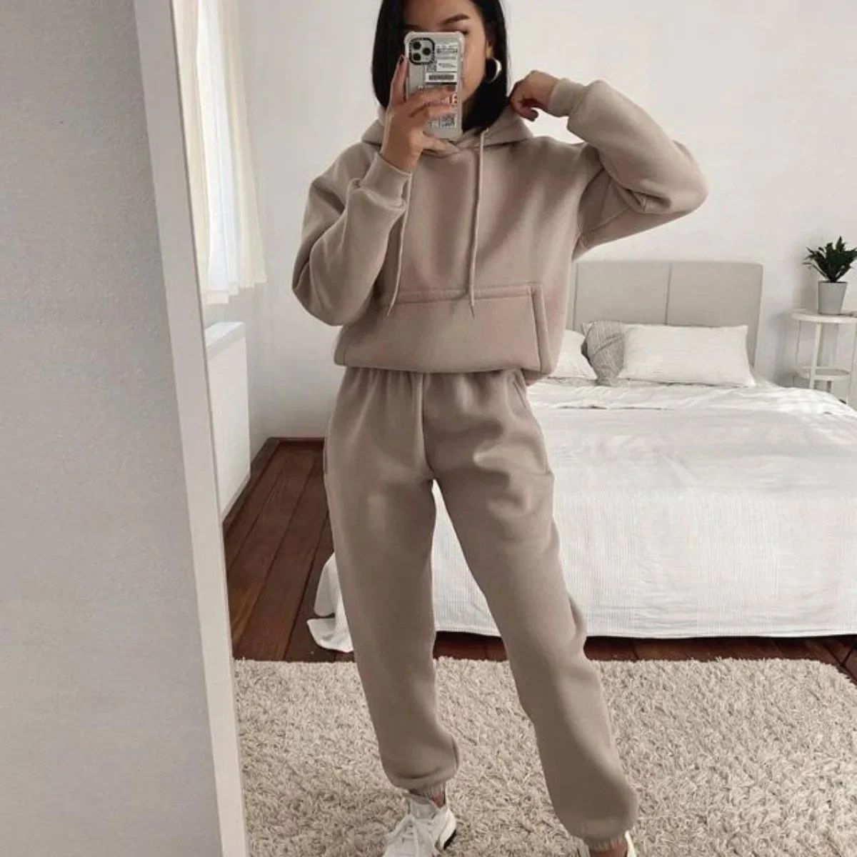Women's Hooded Long Sved Pocke - Winter Clothing Color review and price