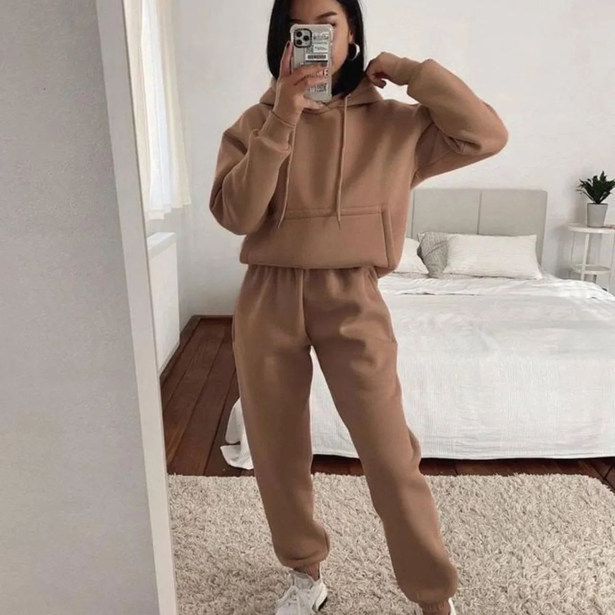 Women's Hooded Long Sved Pocke - Winter Clothing Color review and price